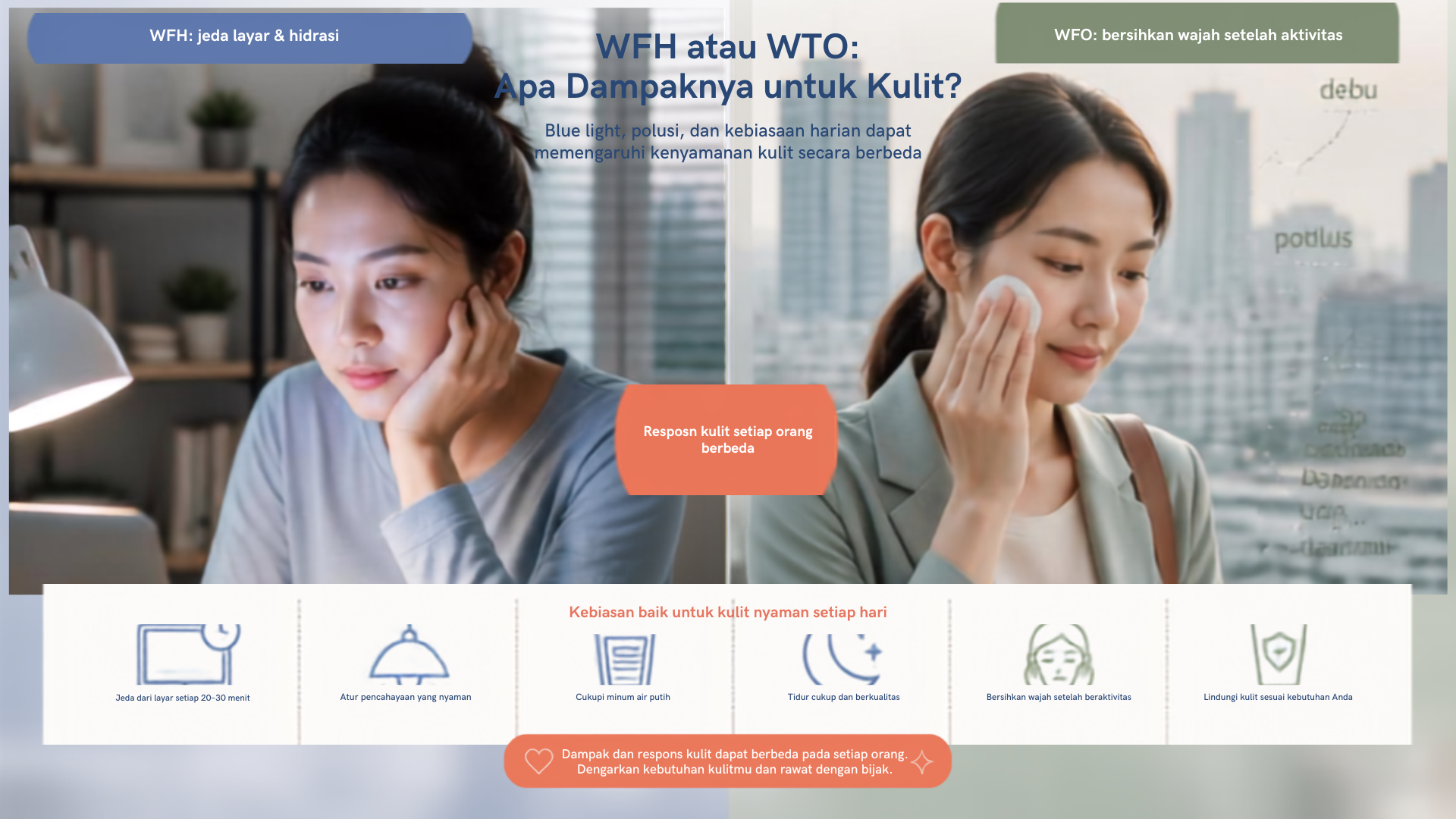 Blue Light vs Polusi: Mana yang Lebih Merusak Kulit Pekerja WFH dan WFO